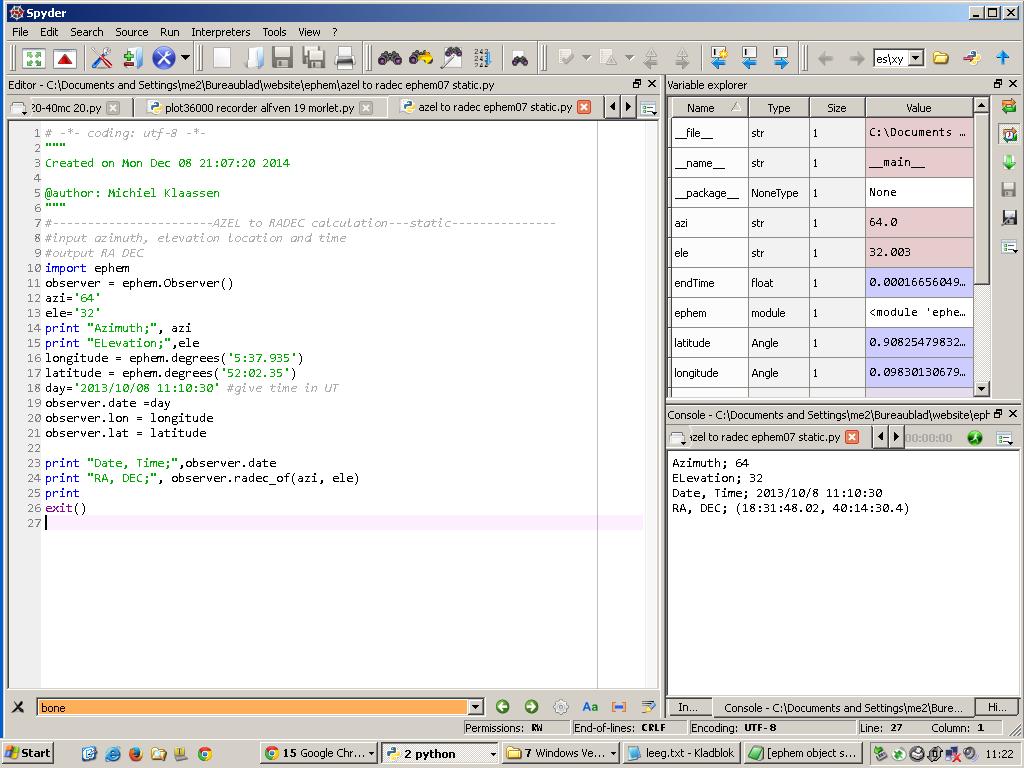 python azel to radec static